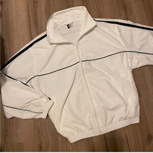 Men's White Track Jacket with Contrast Piping